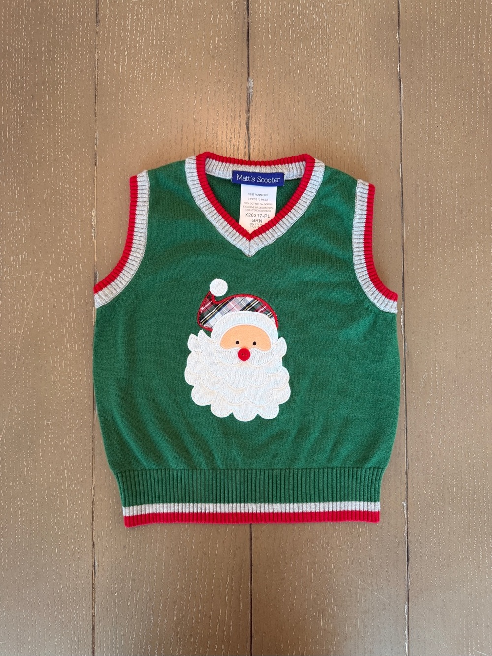 Matt’s Scooter Boys’ Embroidered Santa Christmas Sweater Vest • Size 3T/4T